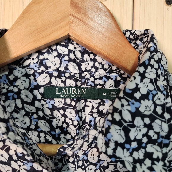 Lauren Ralph Lauren Shirt Womens Black and White Patterned Size M - Picture 3 of 11